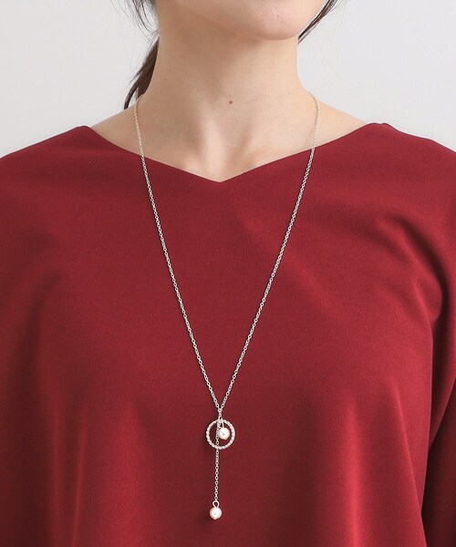 DRESKIP（ドレスキップ）の「【2点セット/7分袖】大人のきれい見え お袖タック入りアクセ付きトップス（Tシャツ/カットソー・レディース・ナチュラル/ダークブラウン/ブラック/レッド系1・01/02/03/04）」の8枚目の写真