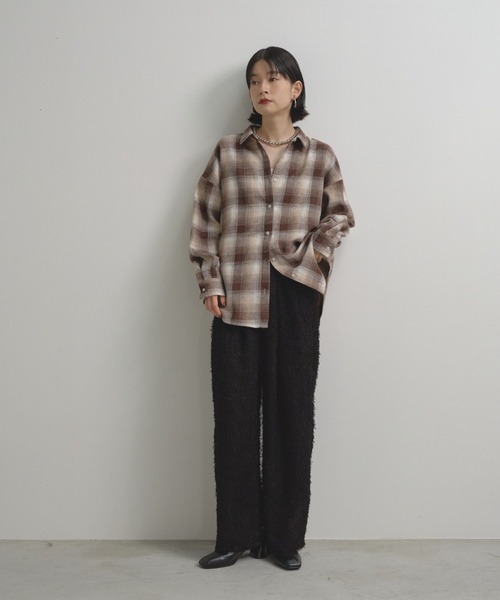 Shelly island(シェリーアイランド)の「チェックオーバーシャツ(シャツ/ブラウス・レディース・ホワイト/ブラウン/ブルー・FREE)」の10枚目の写真