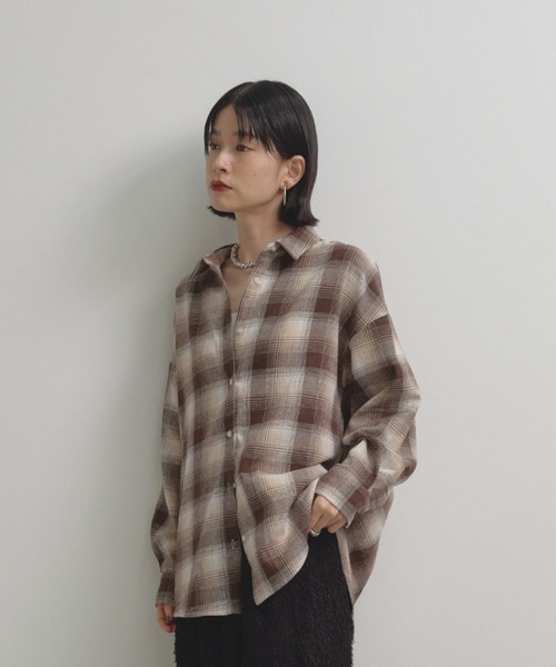 Shelly island(シェリーアイランド)の「チェックオーバーシャツ(シャツ/ブラウス・レディース・ホワイト/ブラウン/ブルー・FREE)」の15枚目の写真