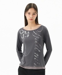 『mahagrid/マハグリッド』 TRUTH LAYERED LONG SLEEVE TEE/レイヤードオフショルダー 長袖Tシャツ