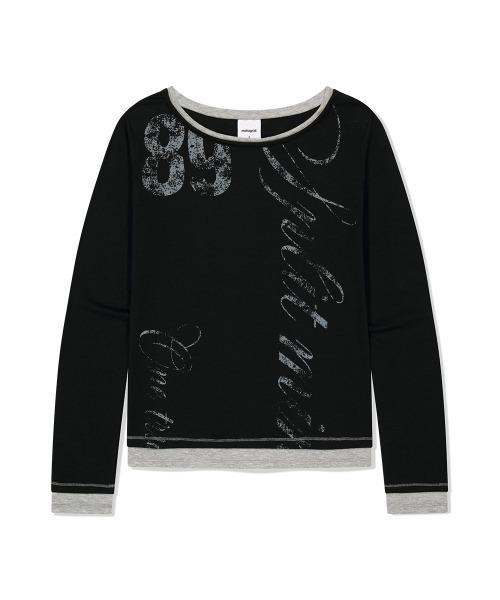 MAHAGRID(マハグリッド)の「『mahagrid/マハグリッド』 TRUTH LAYERED LONG SLEEVE TEE/レイヤードオフショルダー 長袖Tシャツ(Tシャツ/カットソー・レディース・チャコールグレー/アイボリー/ブラック・FREE)」の15枚目の写真