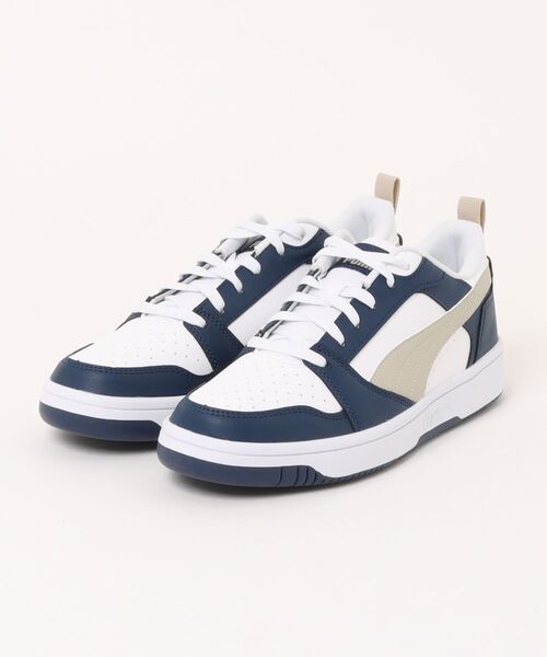 PUMA(プーマ)の「PUMA プーマ REBOUND V6 LOW メンズスニーカー(リバウンドV6ロウ)(スニーカー・メンズ・ホワイト系その他/ホワイト×ブルー・25.5cm/26.0cm/26.5cm/27.0cm/27.5cm/28.0cm)」の1枚目の写真