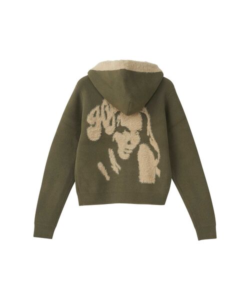 HYSTERIC GLAMOUR（ヒステリックグラマー）の「HYSTERIC WOMANジャカード パーカー（カーディガン/ボレロ・レディース・ブラック/ピンク/カーキ・FREE）」の3枚目の写真