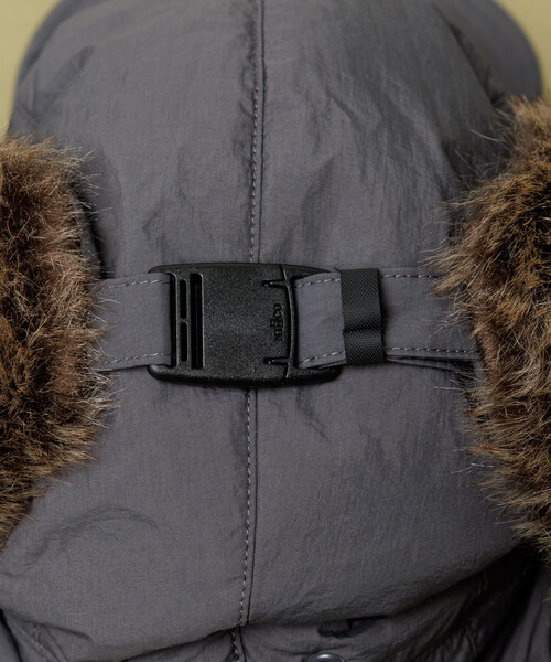 FREAK'S STORE（フリークスストア）の「HIGH LOFT PRIMALOFT FLIGHT CAP/ハイロフト プリマロフト フライトキャップ（キャップ・メンズ・オリーブ/チャコールグレー/ブラック・ONE SIZE）」の6枚目の写真