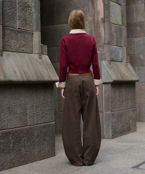 hazyl（ヘイジル）の「layered knit cardigan / レイヤードニットカーディガン（カーディガン/ボレロ・レディース・ブラウン系その他/ネイビー/ボルドー・フリー）」の15枚目の写真