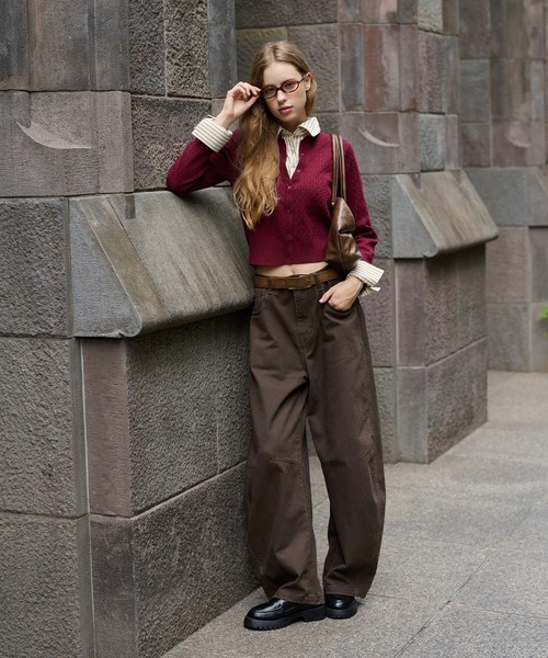 hazyl（ヘイジル）の「layered knit cardigan / レイヤードニットカーディガン（カーディガン/ボレロ・レディース・ブラウン系その他/ネイビー/ボルドー・フリー）」の17枚目の写真