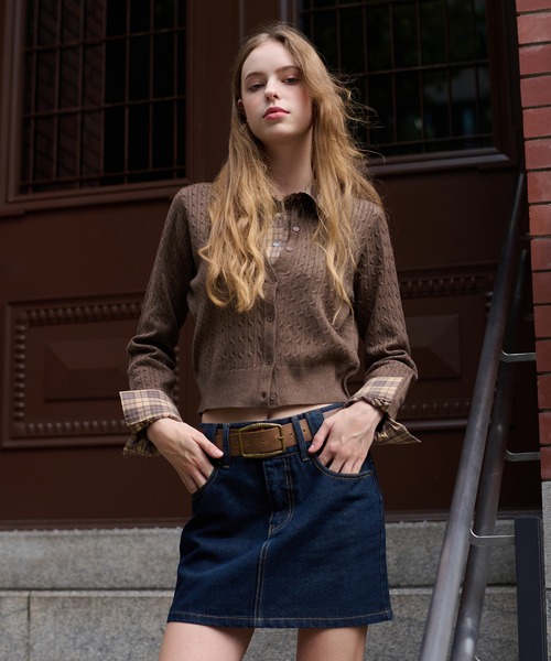 hazyl（ヘイジル）の「layered knit cardigan / レイヤードニットカーディガン（カーディガン/ボレロ・レディース・ブラウン系その他/ネイビー/ボルドー・フリー）」の20枚目の写真