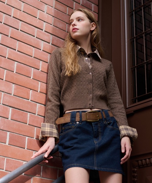 hazyl（ヘイジル）の「layered knit cardigan / レイヤードニットカーディガン（カーディガン/ボレロ・レディース・ブラウン系その他/ネイビー/ボルドー・フリー）」の19枚目の写真