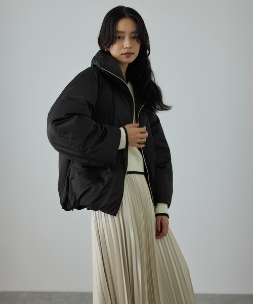 セール】ハイネックジップショート丈ダウンコート/イージーケア