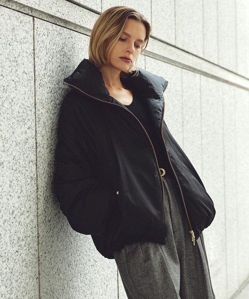 ハイネックジップショート丈ダウンコート/イージーケア（ダウン