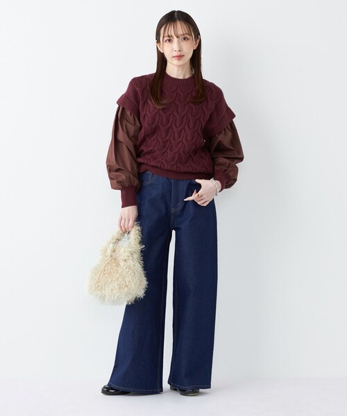 セール】SHIPS Colors:〈手洗い可能〉ケーブル ドッキング ニット