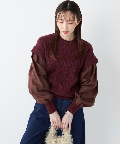 セール】SHIPS Colors:〈手洗い可能〉ケーブル ドッキング ニット