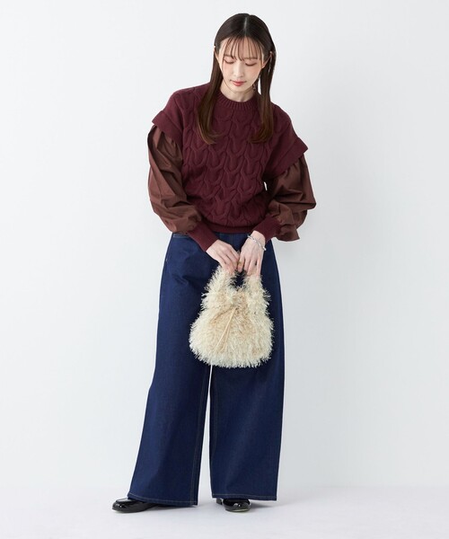 セール】SHIPS Colors:〈手洗い可能〉ケーブル ドッキング ニット