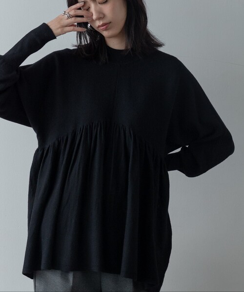 GALLEST（ギャレスト）の「【再入荷】ペプラムハイネックニット（ニット/セーター・レディース・ブラック/サックスブルー/ホワイト系9/グレー系その他7・34/38）」の3枚目の写真