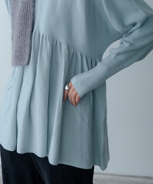 GALLEST（ギャレスト）の「【再入荷】ペプラムハイネックニット（ニット/セーター・レディース・ブラック/サックスブルー/ホワイト系9/グレー系その他7・34/38）」の12枚目の写真