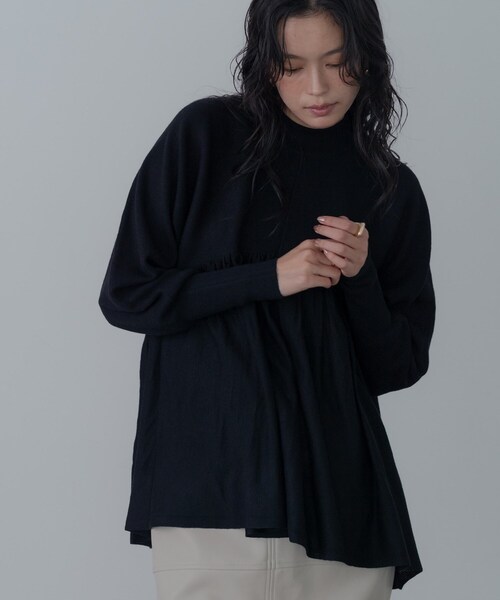 GALLEST（ギャレスト）の「【再入荷】ペプラムハイネックニット（ニット/セーター・レディース・ブラック/サックスブルー/ホワイト系9/グレー系その他7・34/38）」の17枚目の写真
