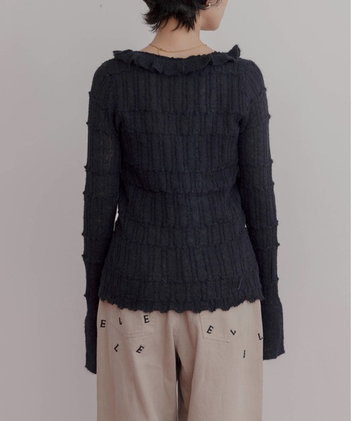 セール】ランダムリブフリルニットカーディガン（カーディガン/ボレロ