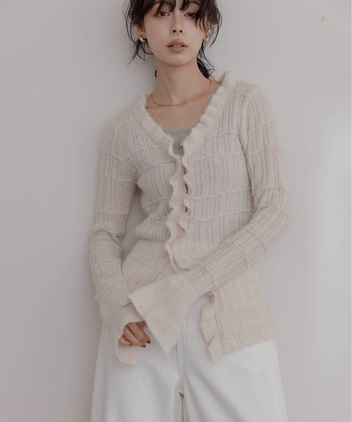 Eimee Law（エイミーロウ）の「ランダムリブフリルニットカーディガン（カーディガン/ボレロ・レディース・アイボリー/ブラック/チャコールグレー・FREE）」の21枚目の写真