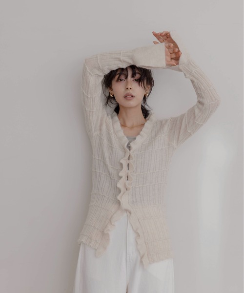 Eimee Law（エイミーロウ）の「ランダムリブフリルニットカーディガン（カーディガン/ボレロ・レディース・アイボリー/ブラック/チャコールグレー・FREE）」の20枚目の写真