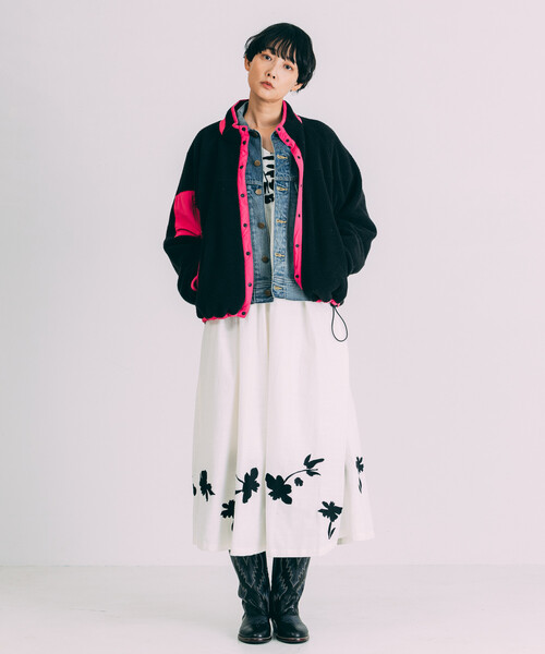 Freada（フリーダ）の「Freada/フリーダ 配色 フリースジャケット（ブルゾン・レディース・ブルー/ブラック・ONE SIZE）」の7枚目の写真