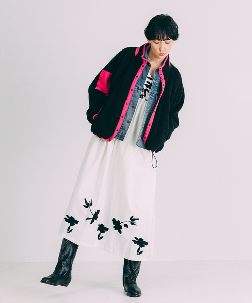 Freada（フリーダ）の「Freada/フリーダ 配色 フリースジャケット（ブルゾン・レディース・ブルー/ブラック・ONE SIZE）」の8枚目の写真