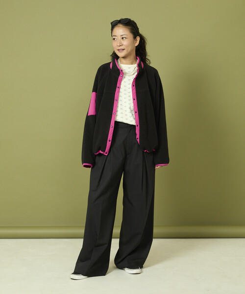 Freada（フリーダ）の「Freada/フリーダ 配色 フリースジャケット（ブルゾン・レディース・ブルー/ブラック・ONE SIZE）」の15枚目の写真