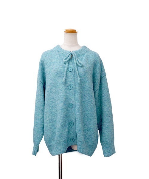 CLOTHY(クロシィ)の「【ふっくらとした毛足のあるミックスニット】2WAYミックスニットカーディガン(カーディガン/ボレロ・レディース・ブルー/チャコールグレー/ベージュ・FREE)」の7枚目の写真