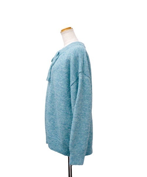 CLOTHY(クロシィ)の「【ふっくらとした毛足のあるミックスニット】2WAYミックスニットカーディガン(カーディガン/ボレロ・レディース・ブルー/チャコールグレー/ベージュ・FREE)」の8枚目の写真