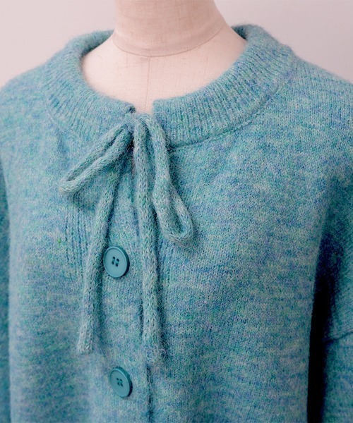 CLOTHY(クロシィ)の「【ふっくらとした毛足のあるミックスニット】2WAYミックスニットカーディガン(カーディガン/ボレロ・レディース・ブルー/チャコールグレー/ベージュ・FREE)」の10枚目の写真