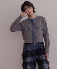 フェザー×テープヤーンビジューニットビスチェ（その他トップス）｜J1U