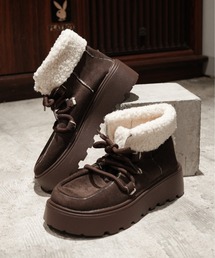 IMARI（イマリ）の「【 IMARI / イマリ 】 バイカラー 厚底 ボア ショートブーツ #_（ブーツ）」