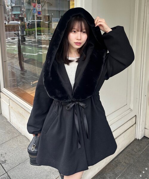 セール】【デート・推し活にもぴったり！】ファー付ビッグフードコート