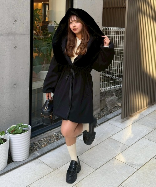 セール】【デート・推し活にもぴったり！】ファー付ビッグフードコート