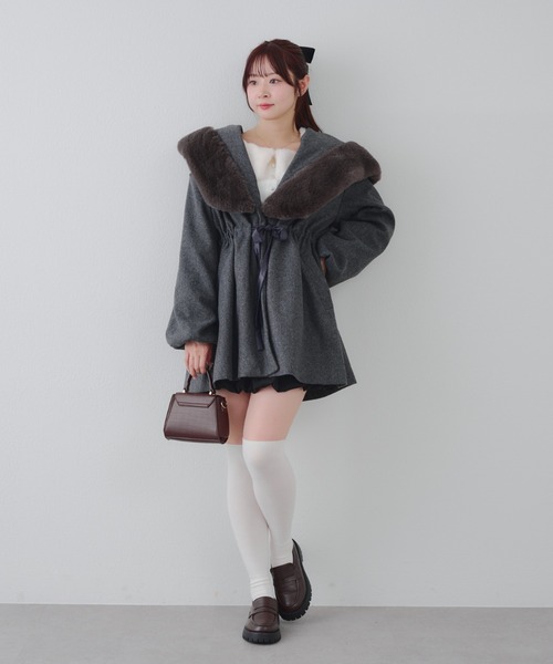 BEAUTY:BEAST フードコート　アーカイブ セール】【デート・推し活にもぴったり！】ファー付ビッグフードコート