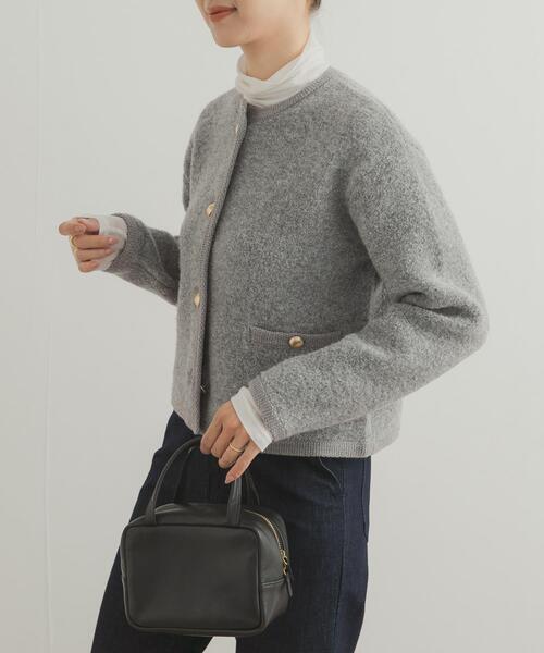 URBAN RESEARCH DOORS（アーバンリサーチドアーズ）の「ノーカラーニットカーディガン（カーディガン/ボレロ・レディース・グレー/ネイビー・MEDIUM）」の5枚目の写真