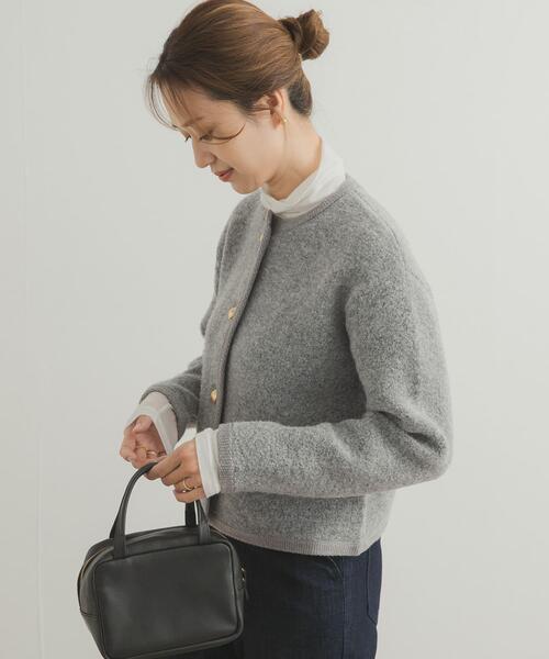 URBAN RESEARCH DOORS（アーバンリサーチドアーズ）の「ノーカラーニットカーディガン（カーディガン/ボレロ・レディース・グレー/ネイビー・MEDIUM）」の6枚目の写真