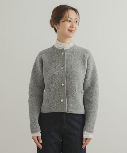 URBAN RESEARCH DOORS（アーバンリサーチドアーズ）の「ノーカラーニットカーディガン（カーディガン/ボレロ・レディース・グレー/ネイビー・MEDIUM）」の7枚目の写真