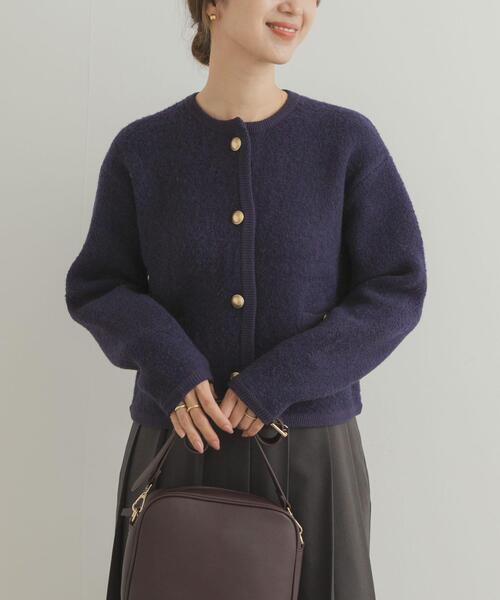 URBAN RESEARCH DOORS（アーバンリサーチドアーズ）の「ノーカラーニットカーディガン（カーディガン/ボレロ・レディース・グレー/ネイビー・MEDIUM）」の9枚目の写真