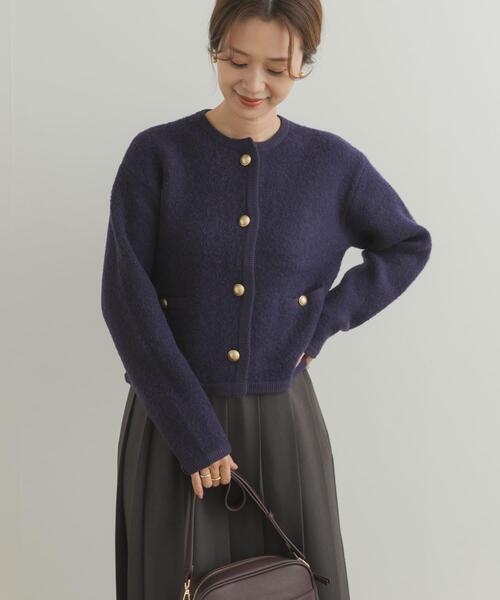 アミパリ　カーディガン　レディース　ネイビー　新品未使用品 ami ネイビー（紺）系 S AMI PARIS(アミ パリス) カーディガン