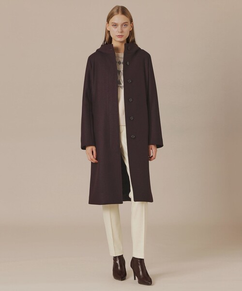 MACKINTOSH LONDON（マッキントッシュ ロンドン）の「【CHRYSTON/クリストン】ウールダブルクロスメルトンフーデットコート（その他アウター・レディース・ブラック/グレー系その他2/ワイン・38/40）」の6枚目の写真