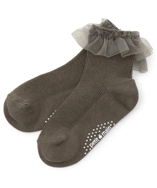 petit main(プティマイン)の「チュールフリルソックス(ソックス/靴下・キッズ・ピンク/グレー/キナリ/オフホワイト・L/M/S/SS)」の3枚目の写真