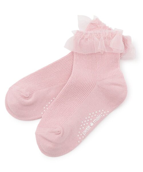 petit main(プティマイン)の「チュールフリルソックス(ソックス/靴下・キッズ・ピンク/グレー/キナリ/オフホワイト・L/M/S/SS)」の4枚目の写真