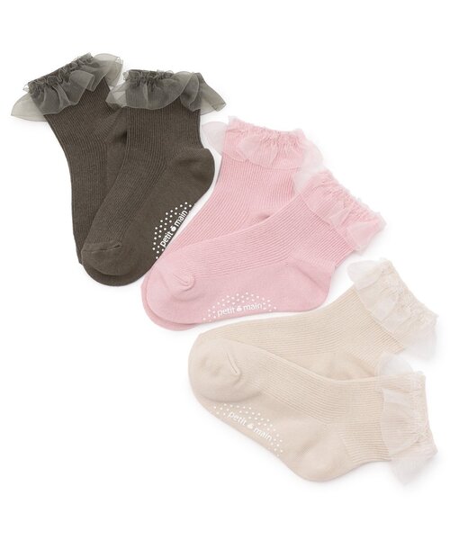 petit main(プティマイン)の「チュールフリルソックス(ソックス/靴下・キッズ・ピンク/グレー/キナリ/オフホワイト・L/M/S/SS)」の8枚目の写真