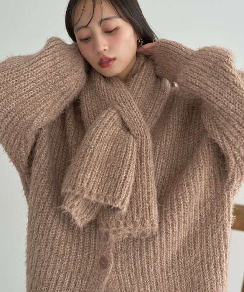 earth music&ecology(アースミュージックアンドエコロジー)の「カラーミックスシャギーマフラー(マフラー・レディース・モカ/クリーム/グレー・FREE)」の4枚目の写真