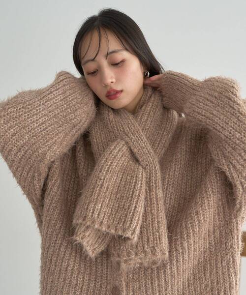 earth music&ecology(アースミュージックアンドエコロジー)の「カラーミックスシャギーマフラー(マフラー・レディース・モカ/クリーム/グレー・FREE)」の6枚目の写真