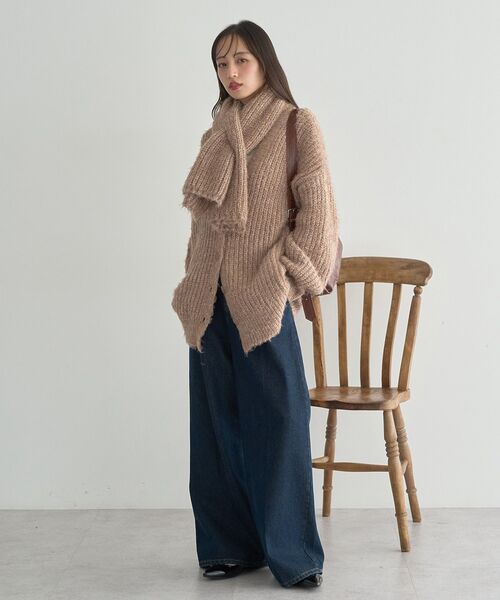 earth music&ecology(アースミュージックアンドエコロジー)の「カラーミックスシャギーマフラー(マフラー・レディース・モカ/クリーム/グレー・FREE)」の8枚目の写真