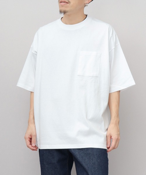 Goodwear(グッドウェア)の「USAコットン 吸水速乾・接触冷感 ポケット付き スーパービッグシルエット 5分袖 Tシャツ(Tシャツ/カットソー・メンズ・ホワイト/ブラック・M/L)」の6枚目の写真