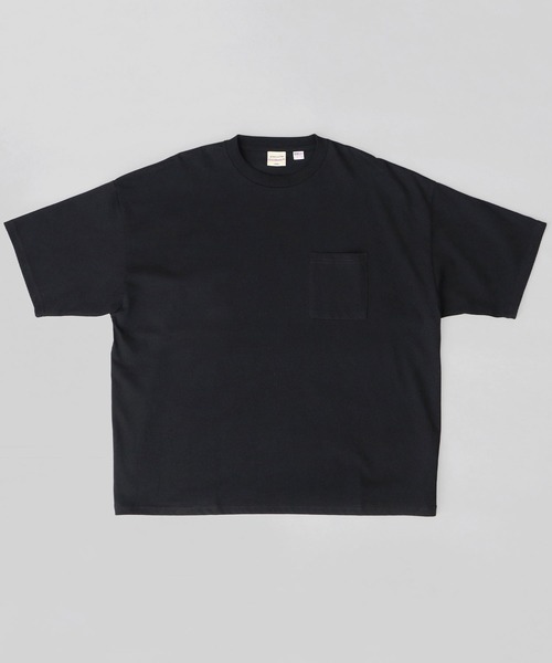 Goodwear(グッドウェア)の「USAコットン 吸水速乾・接触冷感 ポケット付き スーパービッグシルエット 5分袖 Tシャツ(Tシャツ/カットソー・メンズ・ホワイト/ブラック・M/L)」の4枚目の写真