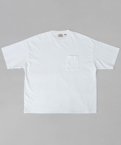 Goodwear(グッドウェア)の「USAコットン 吸水速乾・接触冷感 ポケット付き スーパービッグシルエット 5分袖 Tシャツ(Tシャツ/カットソー・メンズ・ホワイト/ブラック・M/L)」の3枚目の写真