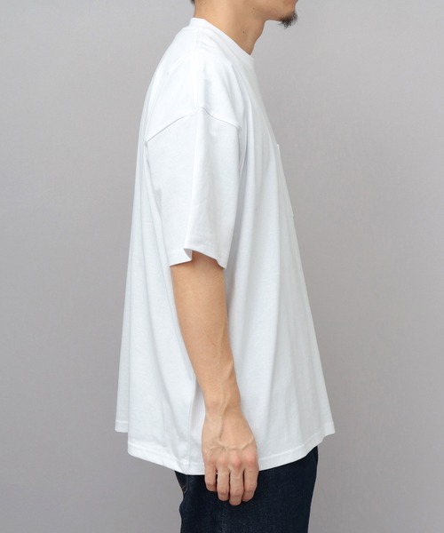 Goodwear(グッドウェア)の「USAコットン 吸水速乾・接触冷感 ポケット付き スーパービッグシルエット 5分袖 Tシャツ(Tシャツ/カットソー・メンズ・ホワイト/ブラック・M/L)」の17枚目の写真